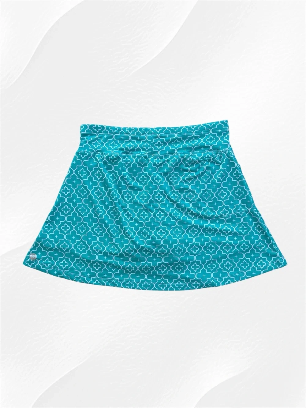 Emerald 18 Turquoise Clover Pattern Activewear Golf Skort ~ Women’s Large